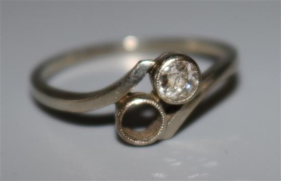 Diamond crossover ring (lacks 1 stone)